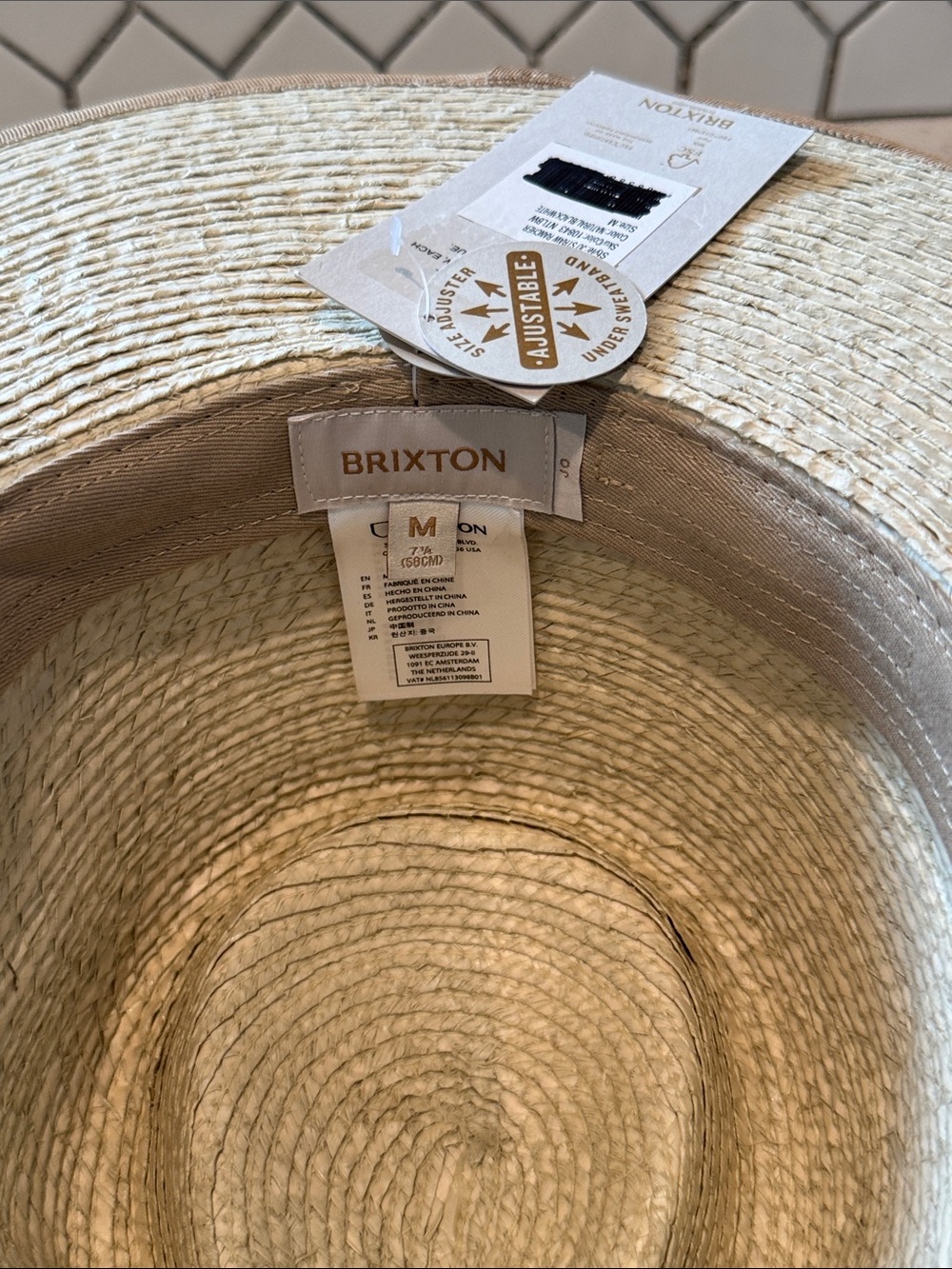 Brixton Natural Jo Rancher Straw Hat with Black white Band size M - Picture 6 of 7